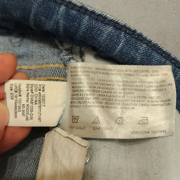 Vintage America Embroidered Wonderland Asymmetrical Denim Mini Skirt, Size 2/26 - Picture 10 of 10